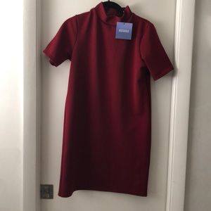 Burgundy tunic straight dress- missguided